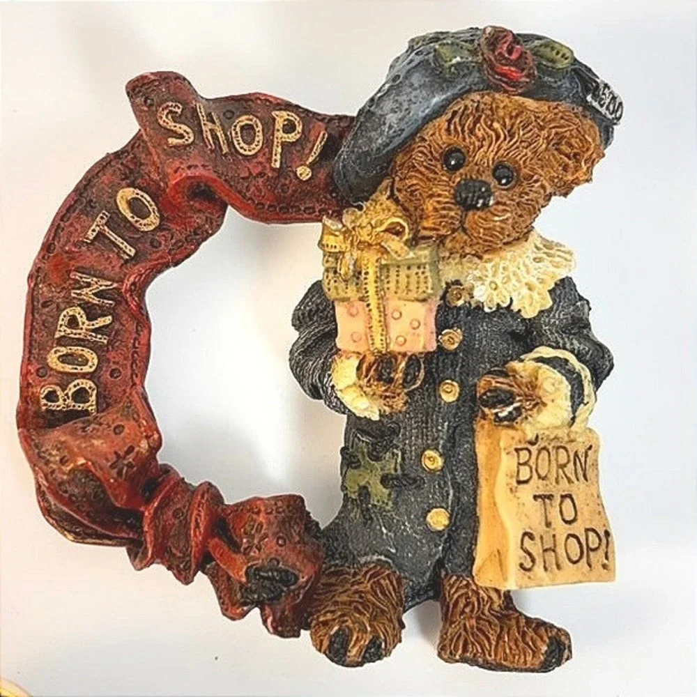 Vintage Kitch Brooch Pin Lot Born To Shop Teddy Bear Lady 90s Weird